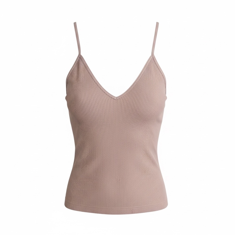 Free People Slim Ribbed V-Neck Cami - Dusty Rose